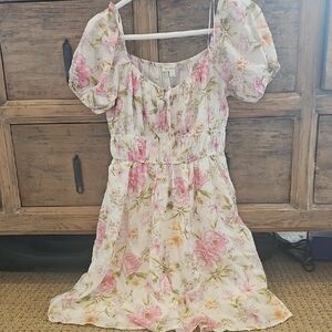 Blu Pepper Pink and Green Floral Dress